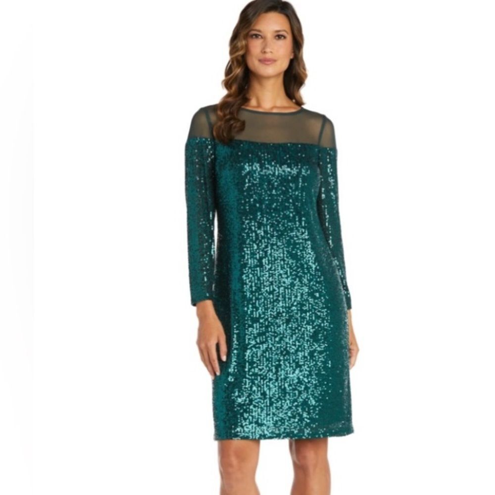 R&M Richards Teal Sequin Dress